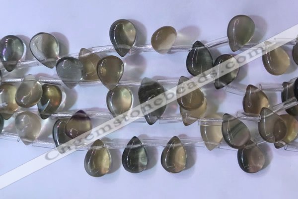 CFL963 Top drilled 10*14mm flat teardrop natural fluorite beads