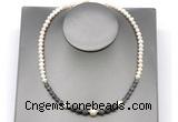 CFN119 potato white freshwater pearl & labradorite necklace, 16 - 24 inches