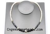 CFN124 potato white freshwater pearl & black labradorite necklace, 16 - 24 inches