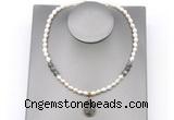 CFN159 baroque white freshwater pearl & labradorite necklace with pendant