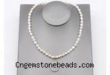 CFN161 baroque white freshwater pearl & white moonstone necklace with pendant