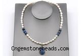 CFN165 baroque white freshwater pearl & dumortierite necklace with pendant
