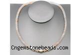 CFN201 4*6mm faceted rondelle pink aventurine & potato white freshwater pearl necklace