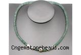 CFN202 4*6mm faceted rondelle green aventurine & potato white freshwater pearl necklace