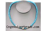 CFN203 4*6mm faceted rondelle turquoise & potato white freshwater pearl necklace