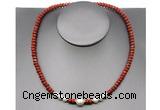 CFN212 4*6mm faceted rondelle red jasper & potato white freshwater pearl necklace