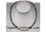 CFN214 4*6mm faceted rondelle dragon blood jasper & potato white freshwater pearl necklace