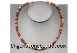 CFN217 4*6mm faceted rondelle mookaite & potato white freshwater pearl necklace