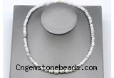 CFN227 4*6mm faceted rondelle white howlite & potato white freshwater pearl necklace