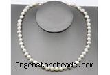 CFN23 8mm - 9mm baroque white freshwater pearl necklace, 16 - 54 inches