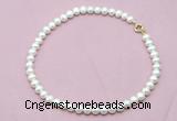 CFN593 Non-knotted 9mm - 10mm potato white freshwater pearl necklace