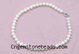 CFN594 Hand -knotted 9mm - 10mm potato white freshwater pearl necklace