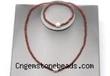 CFN612 4mm faceted round orange garnet & potato white freshwater pearl jewelry set