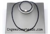CFN624 4mm faceted round blue goldstone & potato white freshwater pearl jewelry set