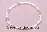 CFN704 9mm - 10mm potato white freshwater pearl & lavender amethyst necklace