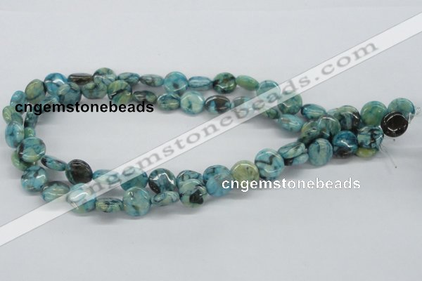 CFS107 15.5 inches 12mm flat round blue feldspar gemstone beads