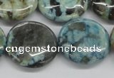 CFS108 15.5 inches 25mm flat round blue feldspar gemstone beads