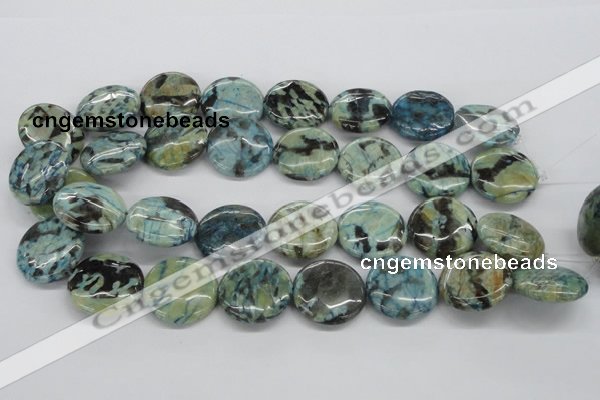 CFS108 15.5 inches 25mm flat round blue feldspar gemstone beads