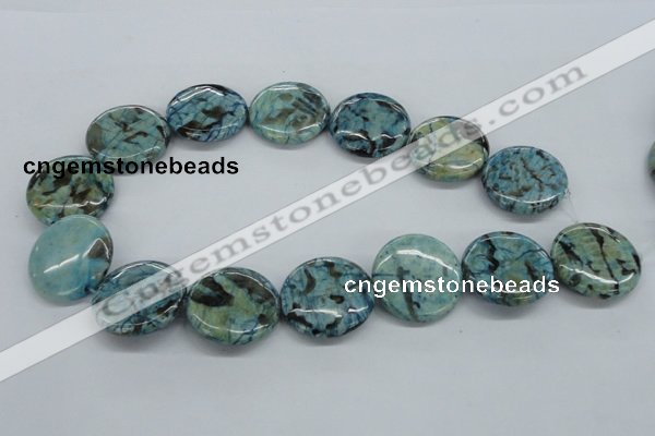 CFS109 15.5 inches 30mm flat round blue feldspar gemstone beads