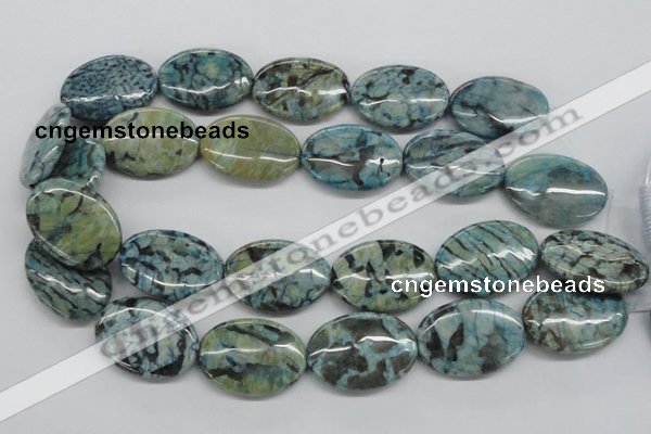 CFS114 15.5 inches 25*35mm oval blue feldspar gemstone beads