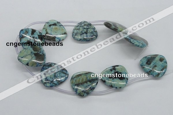 CFS119 30*30mm top-drilled triangle blue feldspar gemstone beads