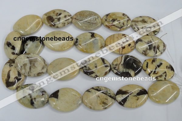 CFS205 15.5 inches 25*35mm twisted oval natural feldspar gemstone beads