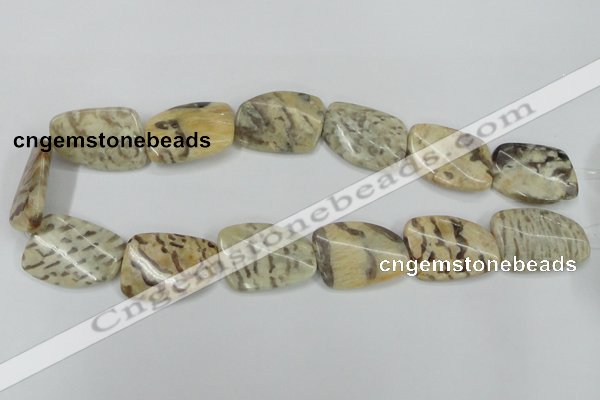 CFS206 22*30mm twisted rectangle natural feldspar gemstone beads