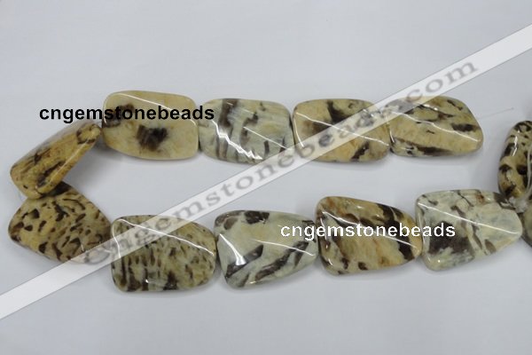 CFS207 30*40mm twisted rectangle natural feldspar gemstone beads