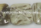 CFS208 30*30mm wavy square natural feldspar gemstone beads