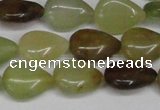 CFW121 15.5 inches 12*16mm flat teardrop flower jade gemstone beads