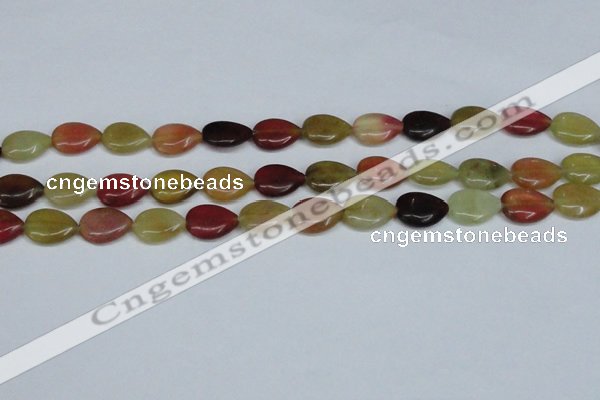 CFW122 15.5 inches 12*16mm flat teardrop flower jade gemstone beads