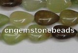 CFW123 15.5 inches 13*18mm flat teardrop flower jade gemstone beads