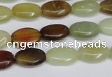 CFW125 15.5 inches 10*14mm flat oval flower jade gemstone beads