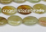 CFW126 15.5 inches 12*16mm flat oval flower jade gemstone beads