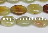 CFW127 15.5 inches 13*18mm flat oval flower jade gemstone beads