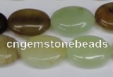 CFW129 15.5 inches 15*20mm flat oval flower jade gemstone beads