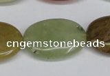 CFW131 15.5 inches 22*30mm flat oval flower jade gemstone beads