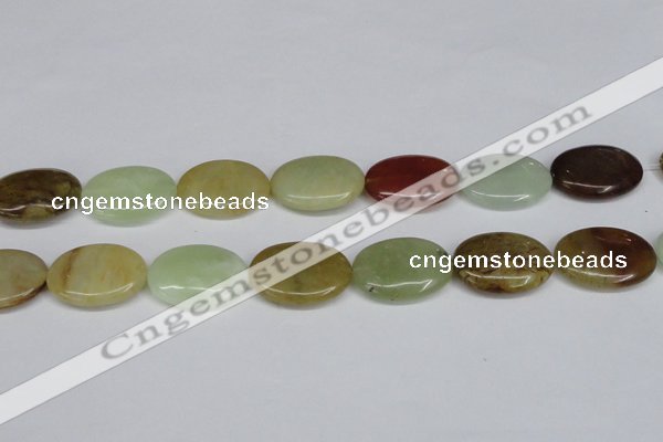 CFW131 15.5 inches 22*30mm flat oval flower jade gemstone beads