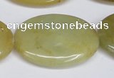 CFW132 15.5 inches 30*40mm flat oval flower jade gemstone beads