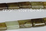 CFW141 15.5 inches 10*14mm flat tube flower jade gemstone beads