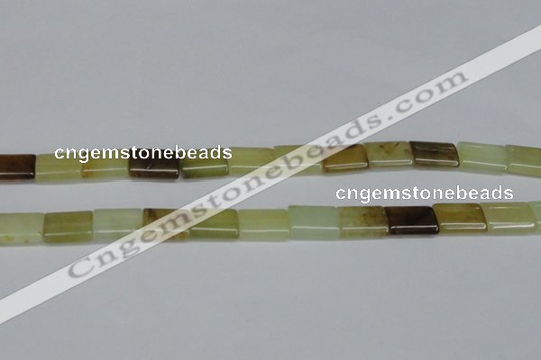 CFW144 15.5 inches 15*20mm flat tube flower jade gemstone beads