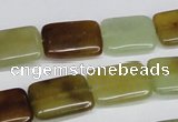 CFW148 15.5 inches 10*14mm rectangle flower jade gemstone beads