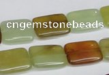 CFW149 15.5 inches 12*16mm rectangle flower jade gemstone beads