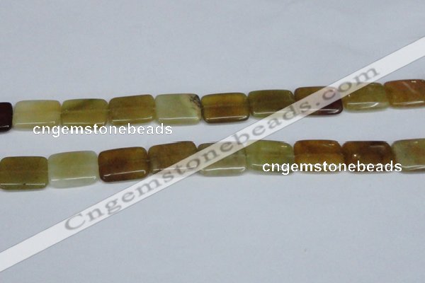 CFW151 15.5 inches 15*20mm rectangle flower jade gemstone beads