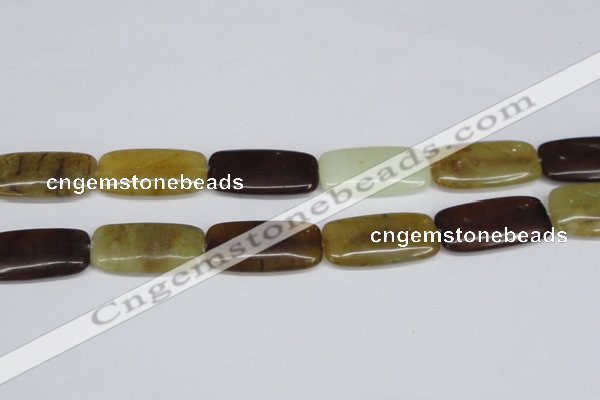 CFW156 15.5 inches 20*40mm rectangle flower jade gemstone beads