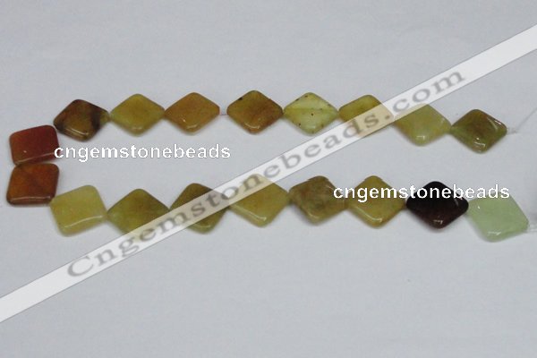 CFW158 15.5 inches 14*14mm diamond flower jade gemstone beads