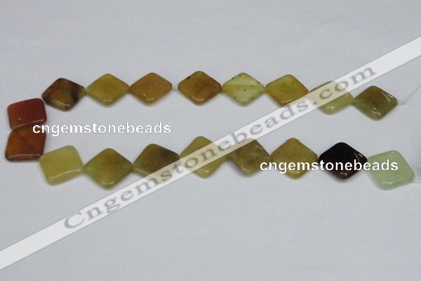 CFW159 15.5 inches 16*16mm diamond flower jade gemstone beads