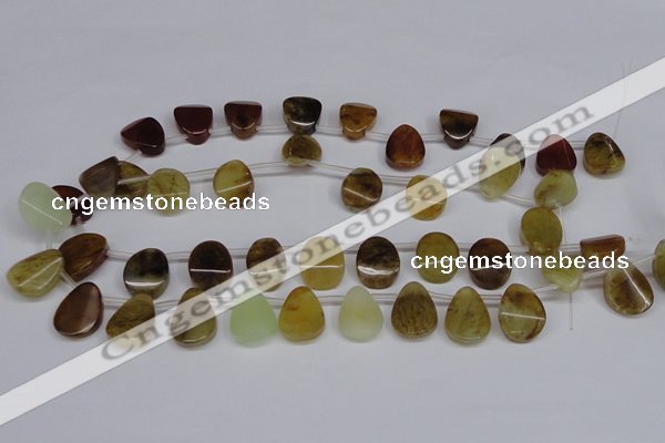 CFW171 Top drilled 13*18mm flat teardrop flower jade gemstone beads