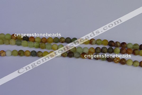 CFW201 15.5 inches 6mm round matte flower jade beads wholesale