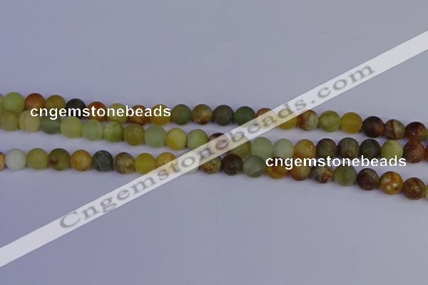 CFW202 15.5 inches 8mm round matte flower jade beads wholesale